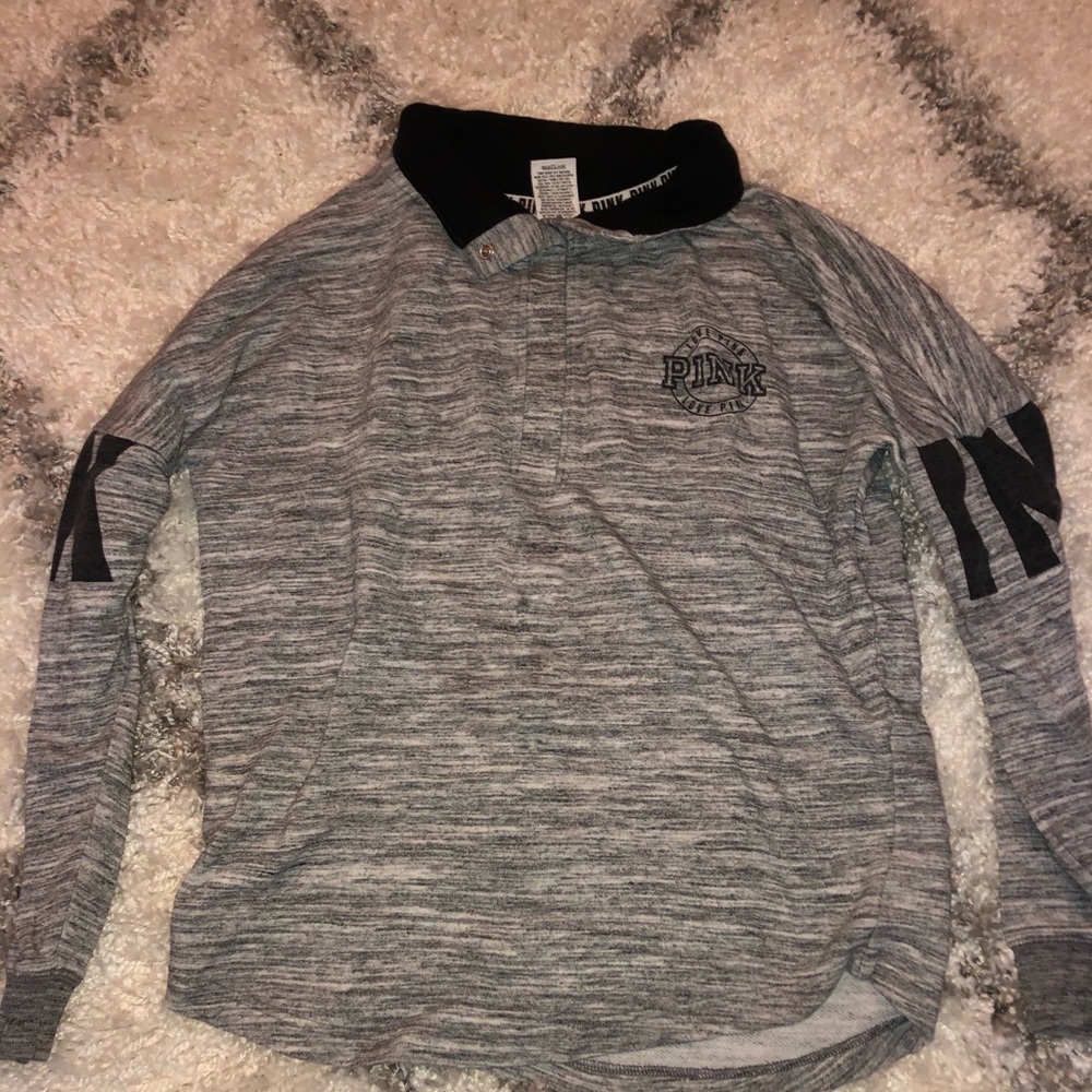 PINK Grey Pull Over Sweatshirt